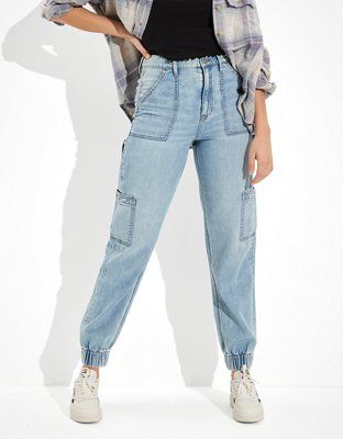 AE High-Waisted Denim Jogger | American Eagle Outfitters (US & CA)