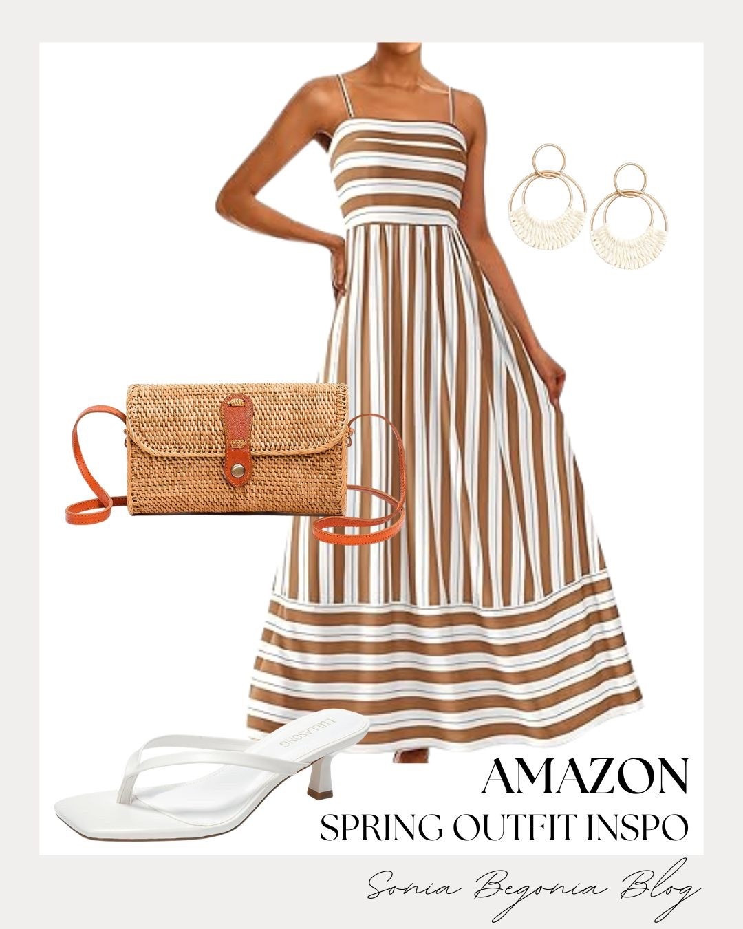 Neutral Resort Style! 🐚

Embrace a chic, sun-kissed vibe with this perfectly balanced vacation look—all under $50 from Amazon! 💖

I am obsessed with the statement piece: a breezy tan and white vertical striped maxi dress featuring thin spaghetti straps and a flowy tiered skirt. I love balancing the neutral tones with textured accessories: a woven straw crossbody bag and elegant white thong kitten heels. Finish the look with gold and white woven drop earrings for a touch of polished, coastal glam!

#OOTD
#AmazonFashion
#MaxiDress
#ResortWear
#AmazonFinds
#KittenHeels
#SpringFashion
#FeminineStyle
#EverydayChic
#LTKStyle
#VacationOutfit
#RomanticStyle
#BudgetFriendly
#SummerReady
#StylingInspo

#LTKTravel #LTKootd #LTKspring