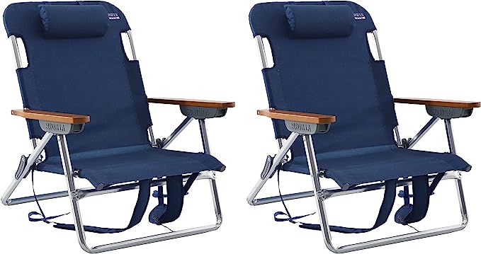 SunVilla Beach Chair - Aluminum 5-Positions with Carry Strap, Built-in Headrest, 300 lb Weight Ca... | Amazon (US)