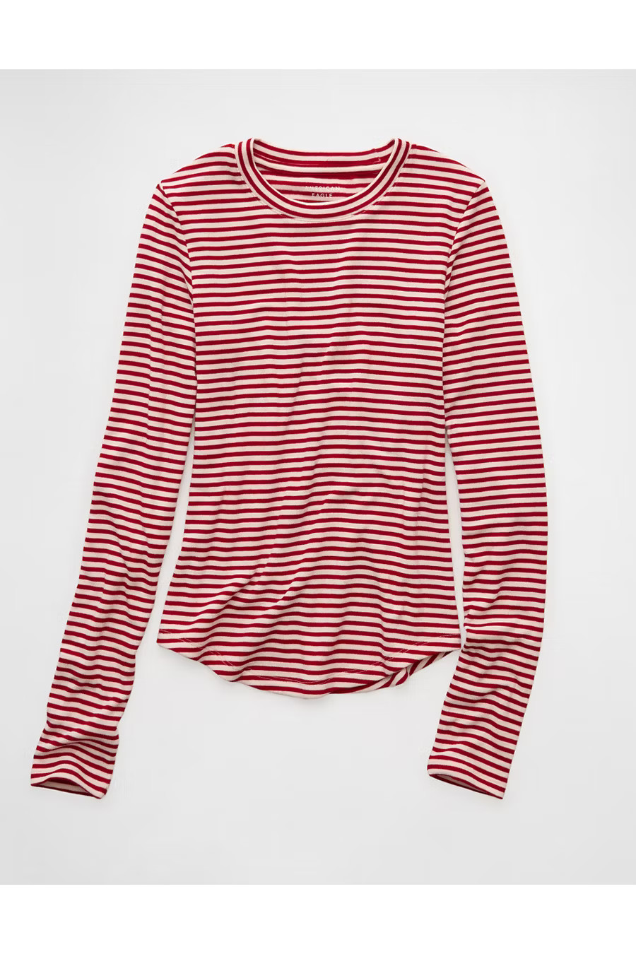 AE Long Sleeve Cozy Crew Neck T-Shirt Women's Red M | American Eagle Outfitters (US & CA)