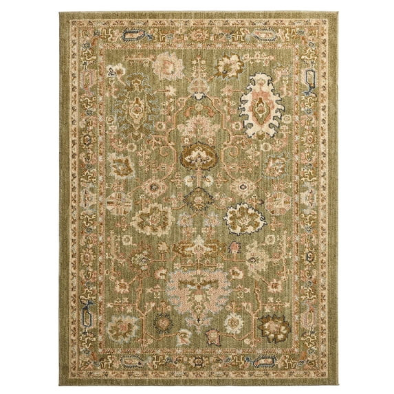 Better Homes & Gardens Modern Oushak Indoor Area Rug, Low Pile, Stain and Fade Resistant, Green, ... | Walmart (US)