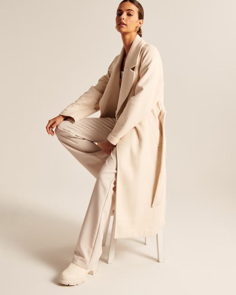 Women's Wool-Blend Belted Blanket Coat | Women's | Abercrombie.com | Abercrombie & Fitch (US)