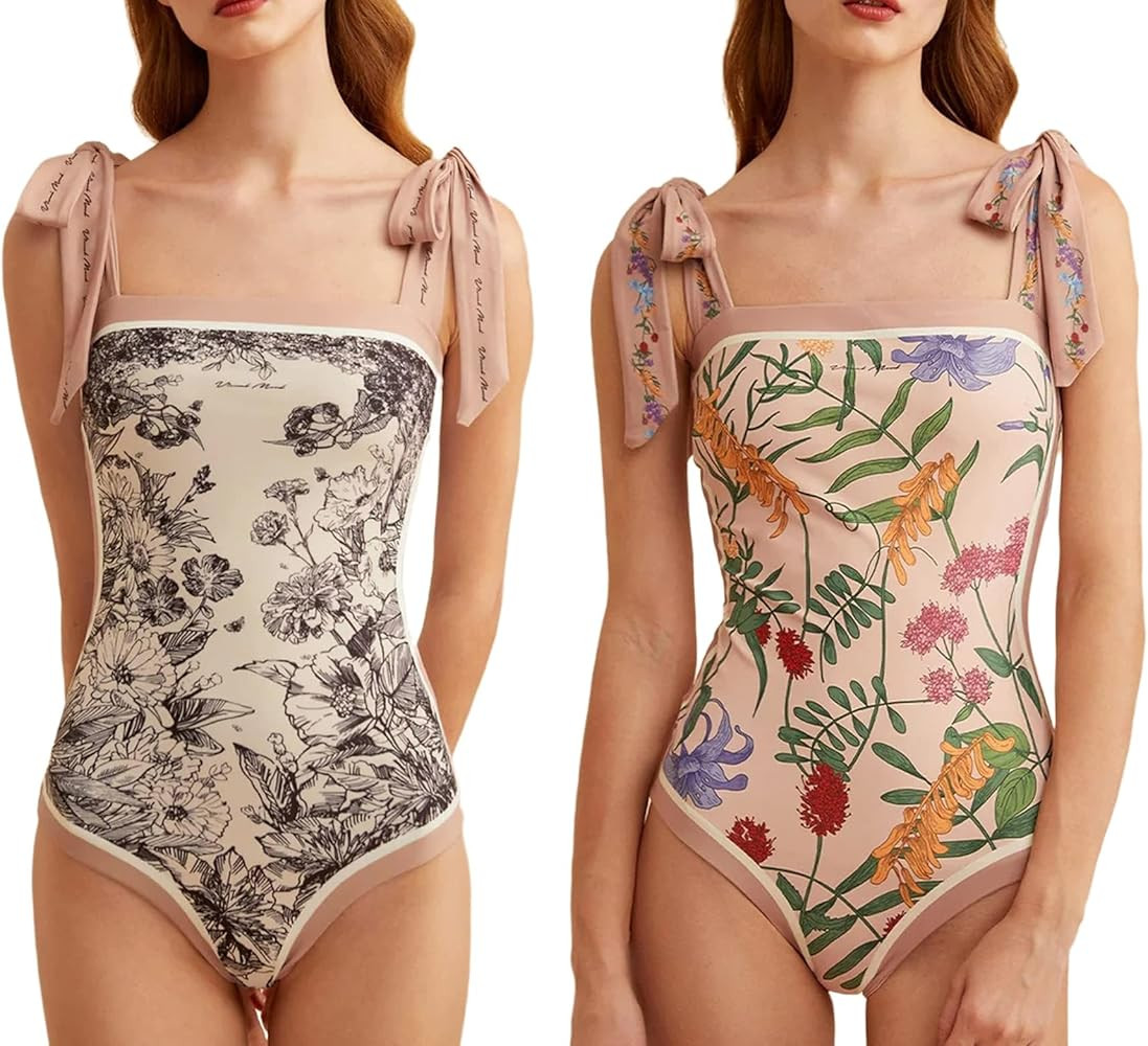 ASHER FASHION Women's One Piece Swimsuit -Bathing Suit for Women Tummy Control Reversible Bustier... | Amazon (US)