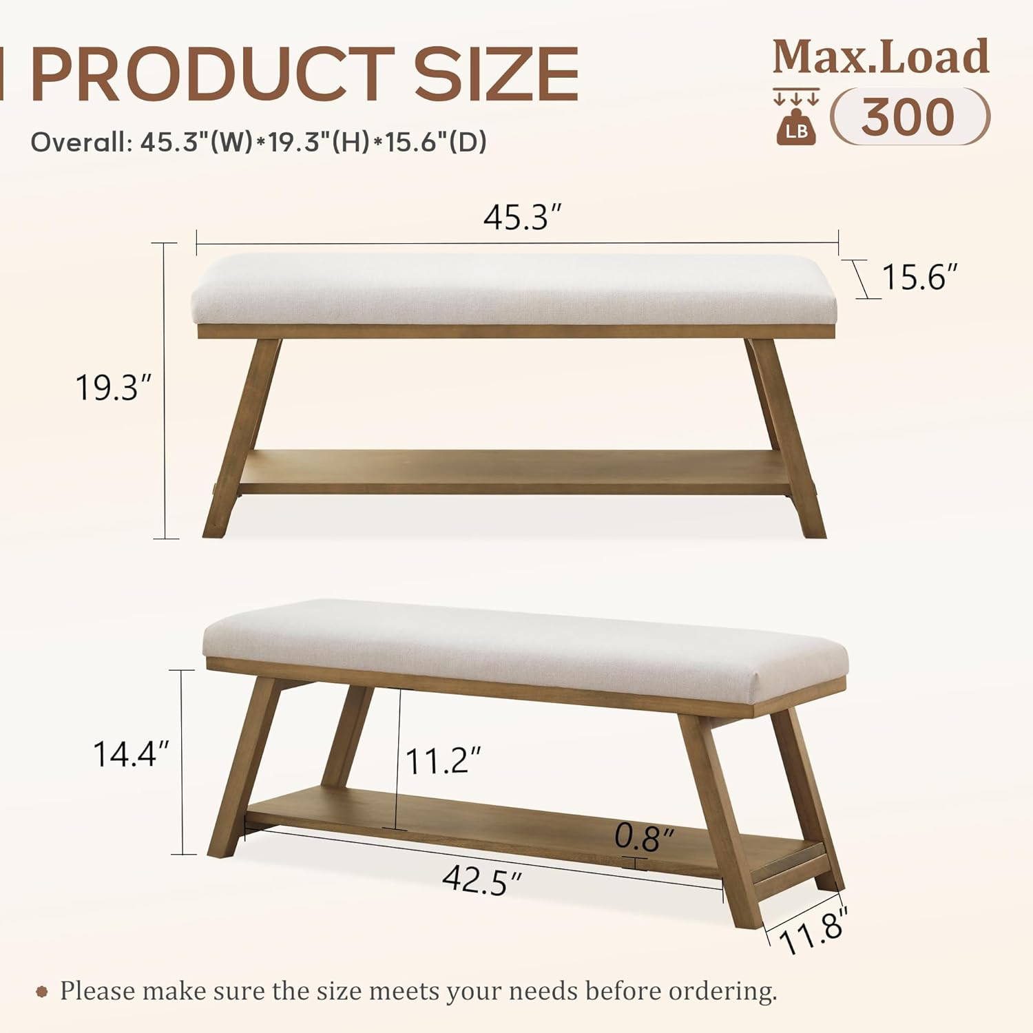 Amazon.com: Zihanhome 45" Entryway Bench Upholstered Storage Bench for Bedroom Shoe Rack Bench fo... | Amazon (US)