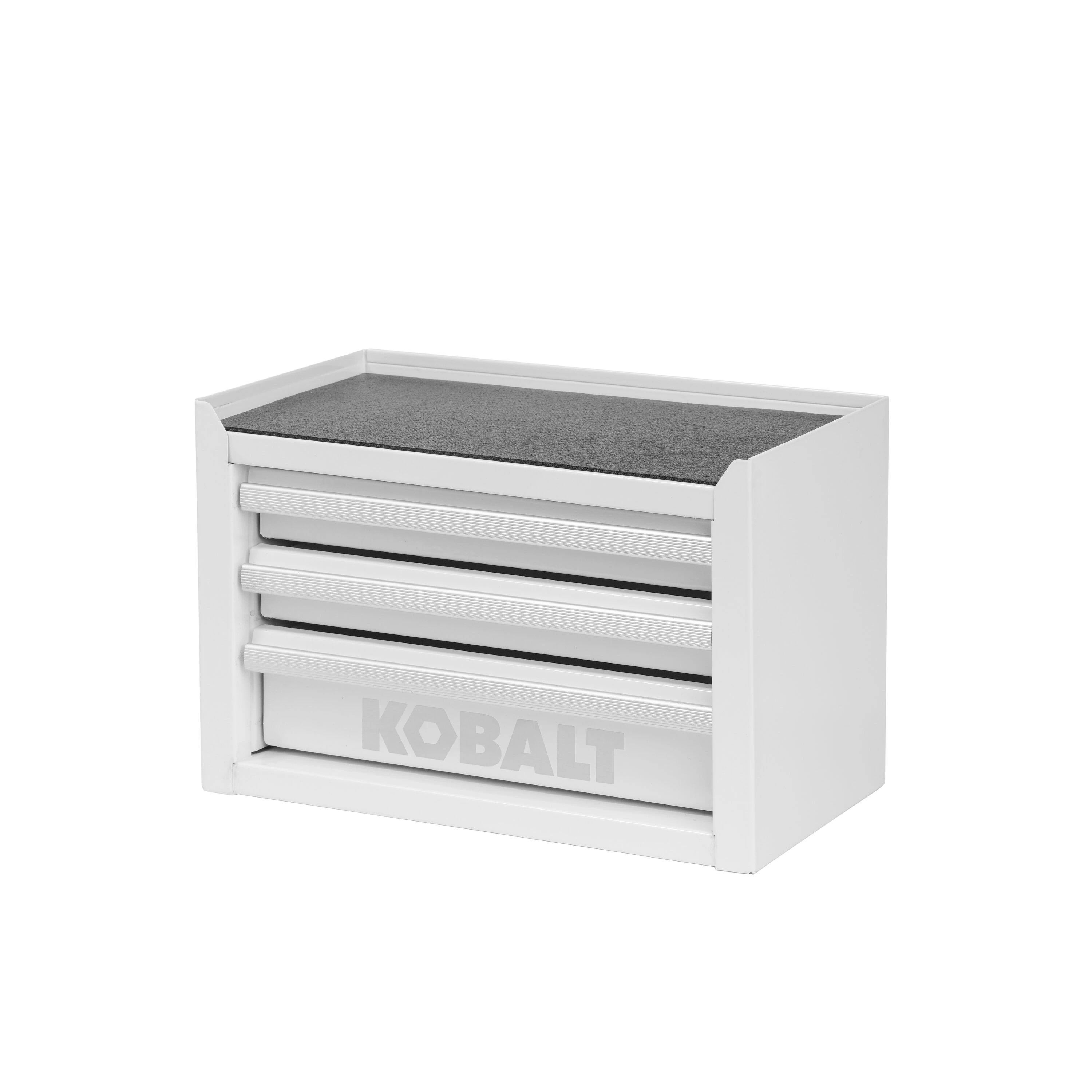 Kobalt Portable Mini Base Toolbox 11-in W x 7.36-in H x 6.22-in D 3 -Drawer White Steel Tool Box | 55089 | Lowe's