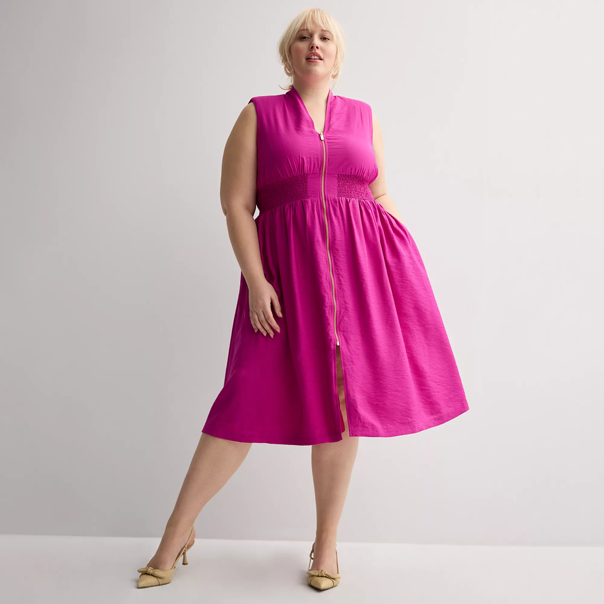 Plus Size Nine West Zip Front Midi Dress | Kohl's