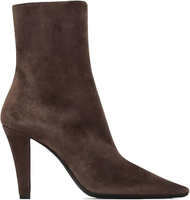 Women's Ankle Boots Suede Pointed Toe High Heels Dress Zipper Short Boots | Amazon (US)