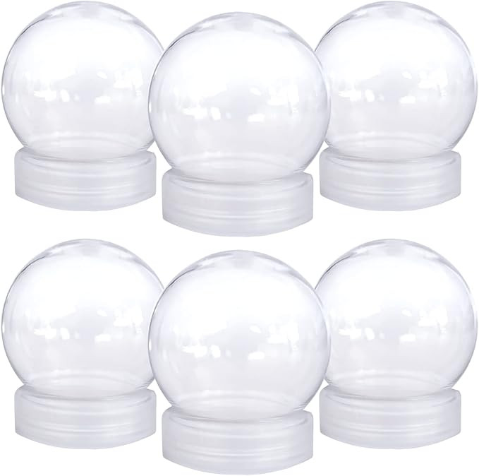 Amazon.com: Aweyka 6 Pieces DIY Snow Globe Water Globe 3.6 Inch Clear PET Plastic with Screw Off ... | Amazon (US)