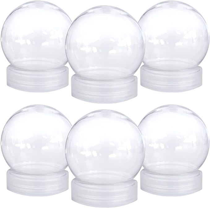 Amazon.com: Aweyka 6 Pieces DIY Snow Globe Water Globe 3.6 Inch Clear PET Plastic with Screw Off ... | Amazon (US)