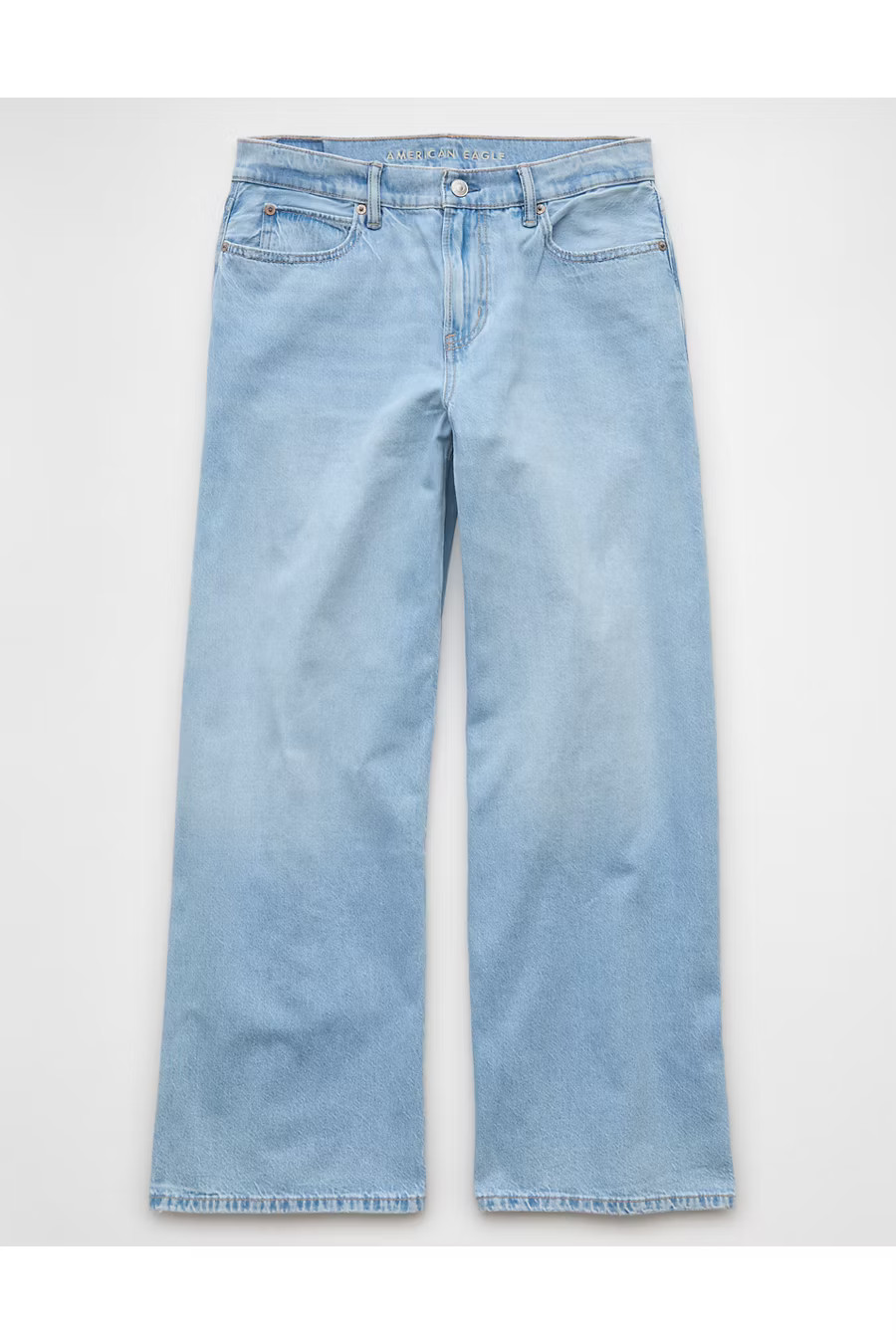 AE Dreamy Drape Strigid Low-Rise Baggy Ultra-Wide Leg Jean Women's Light Aglow 20 Long | American Eagle Outfitters (US & CA)
