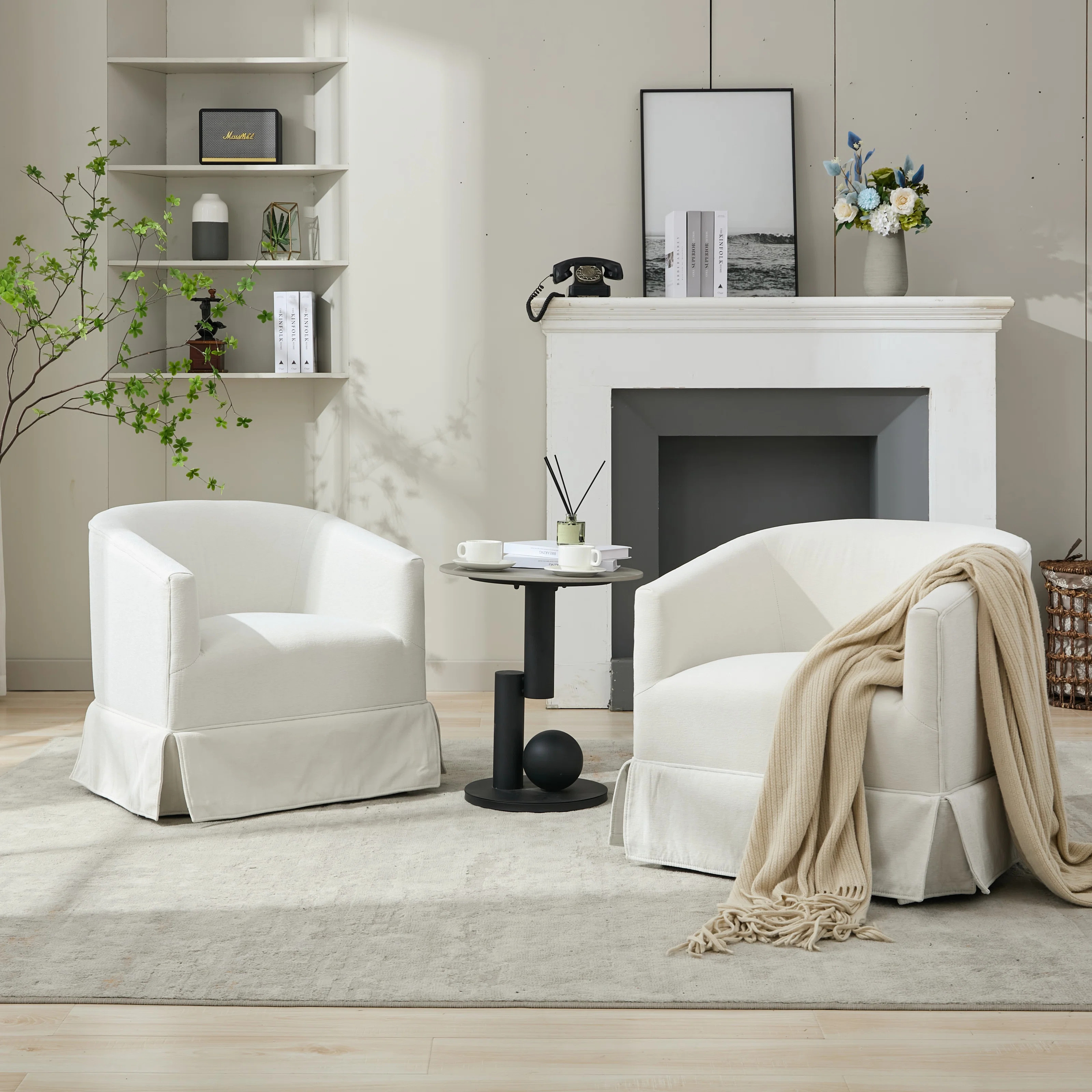 Upholstered Swivel Barrel Chair Set Of 2 | Wayfair North America