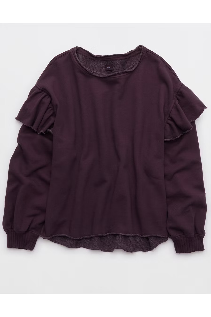 Aerie Ruffle Sleeve Sweatshirt Women's Cool Berry XS | American Eagle Outfitters (US & CA)