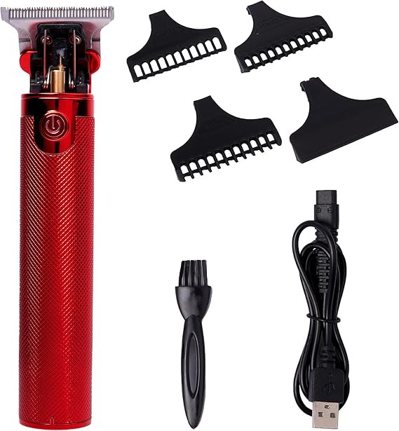 Red by Kiss Hair Trimmer for Men Precision Blade Cordless Trimmer Mens Grooming Kit (Red) | Amazon (US)