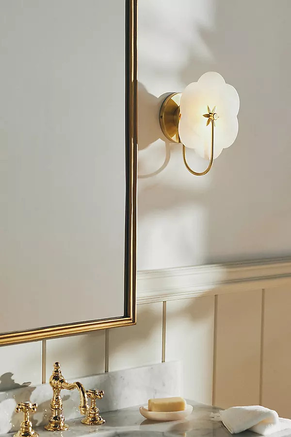 Leela Flower Alabaster Bath Sconce Wall Light | Anthropologie (US)