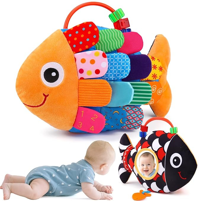 Baby Sensory Tummy Time Toys 0-6 Months Music Fish Toy for Infant 3 4 5 6 Month High Contrast New... | Amazon (US)