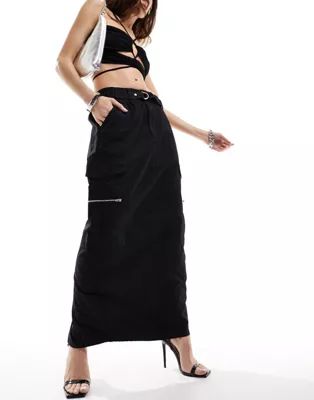 River Island cargo midi pencil skirt in black | ASOS | ASOS (Global)