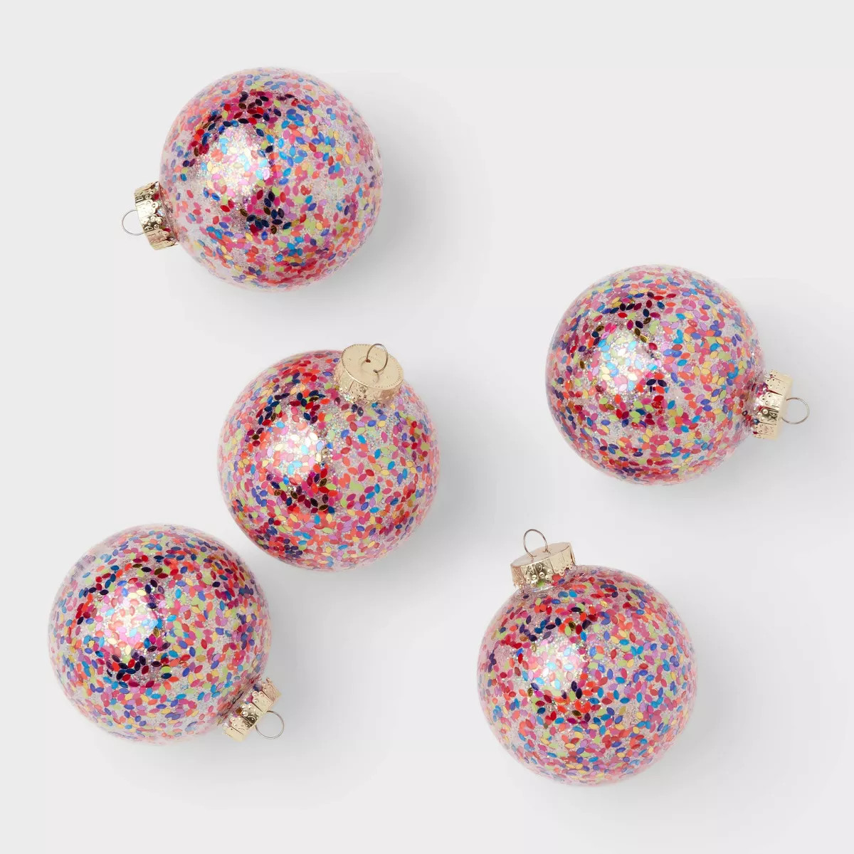 9pc Round Shatter-Resistant Colorful Glitter Christmas Tree Ornament Set - Wondershop™ | Target