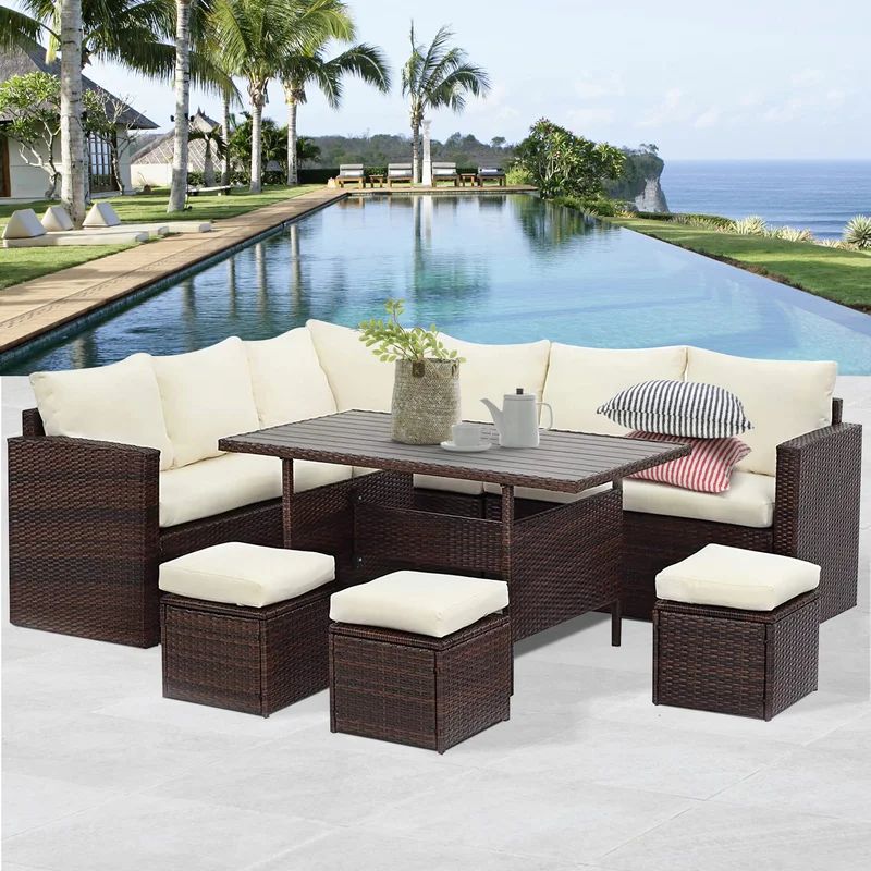 Cueva 7 Piece Rattan Sectional Seating Group with Cushions | Wayfair Professional