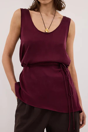 LETTIE MERLOT SILK CAMI TOP | DISSH