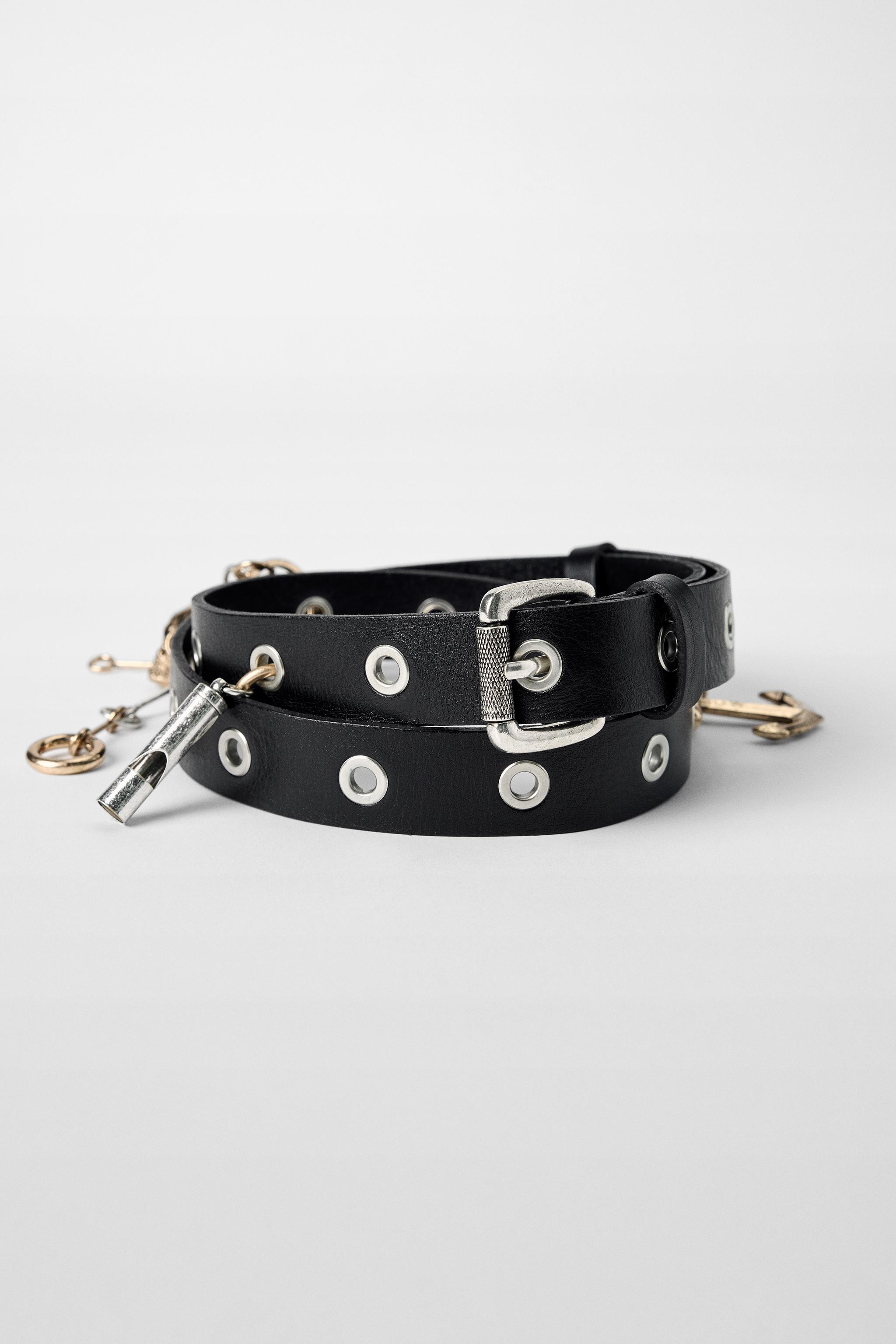 100% LEATHER BELT WITH STUDS AND CHARMS KATE MOSS X ZARA | Zara US