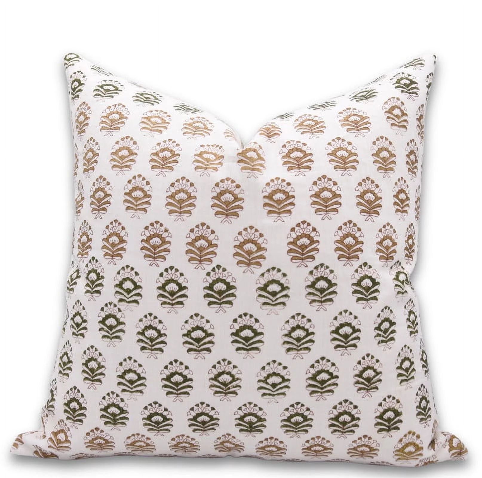 Fabdivine Block Print Throw Pillow Cover, 20x20 InchPure Linen Decorative Cushion Cover, Floral B... | Walmart (US)