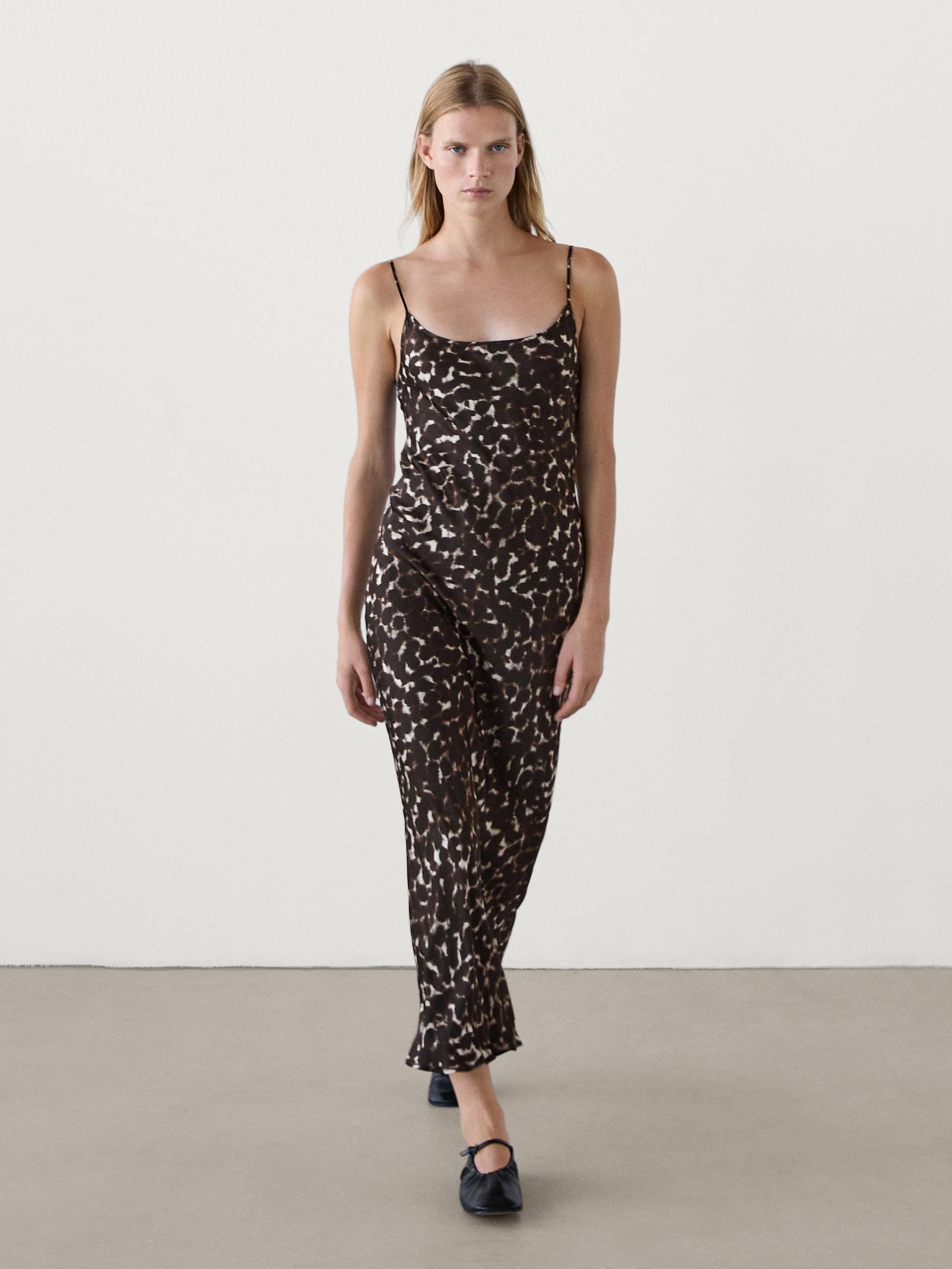 Strappy animal print midi dress | Massimo Dutti (US)