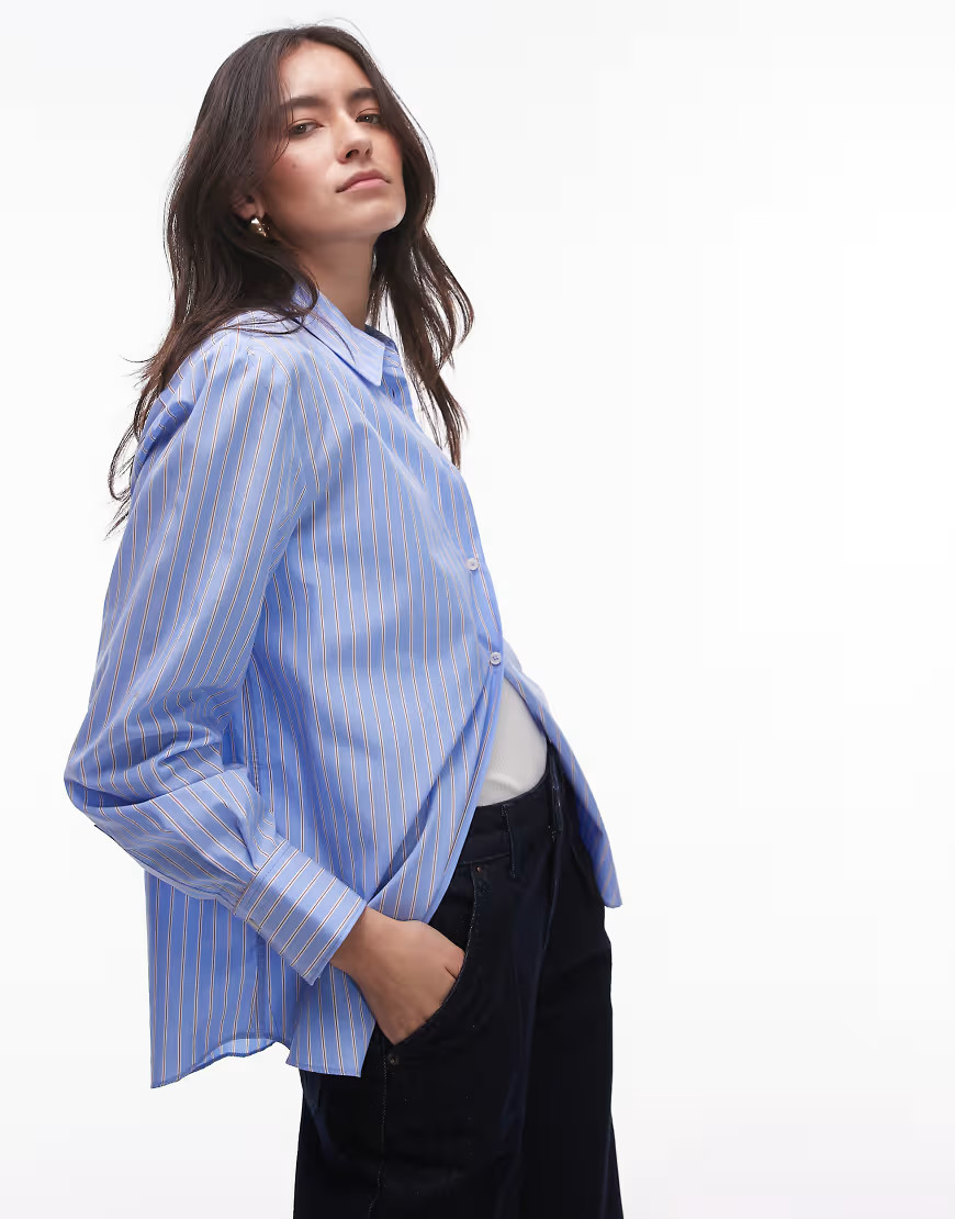 Mango - Camicia azzurra e marrone a righe | ASOS (Global)