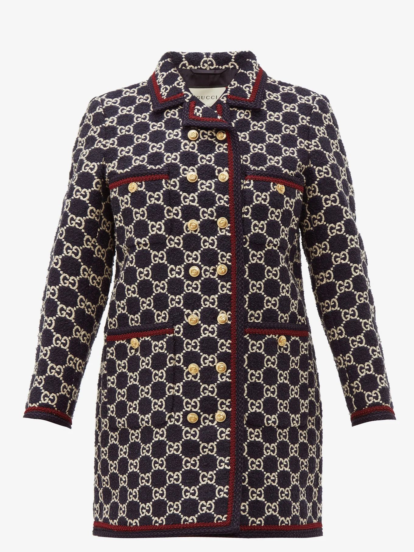 GG-jacquard tweed single-breasted coat | Matches (US)