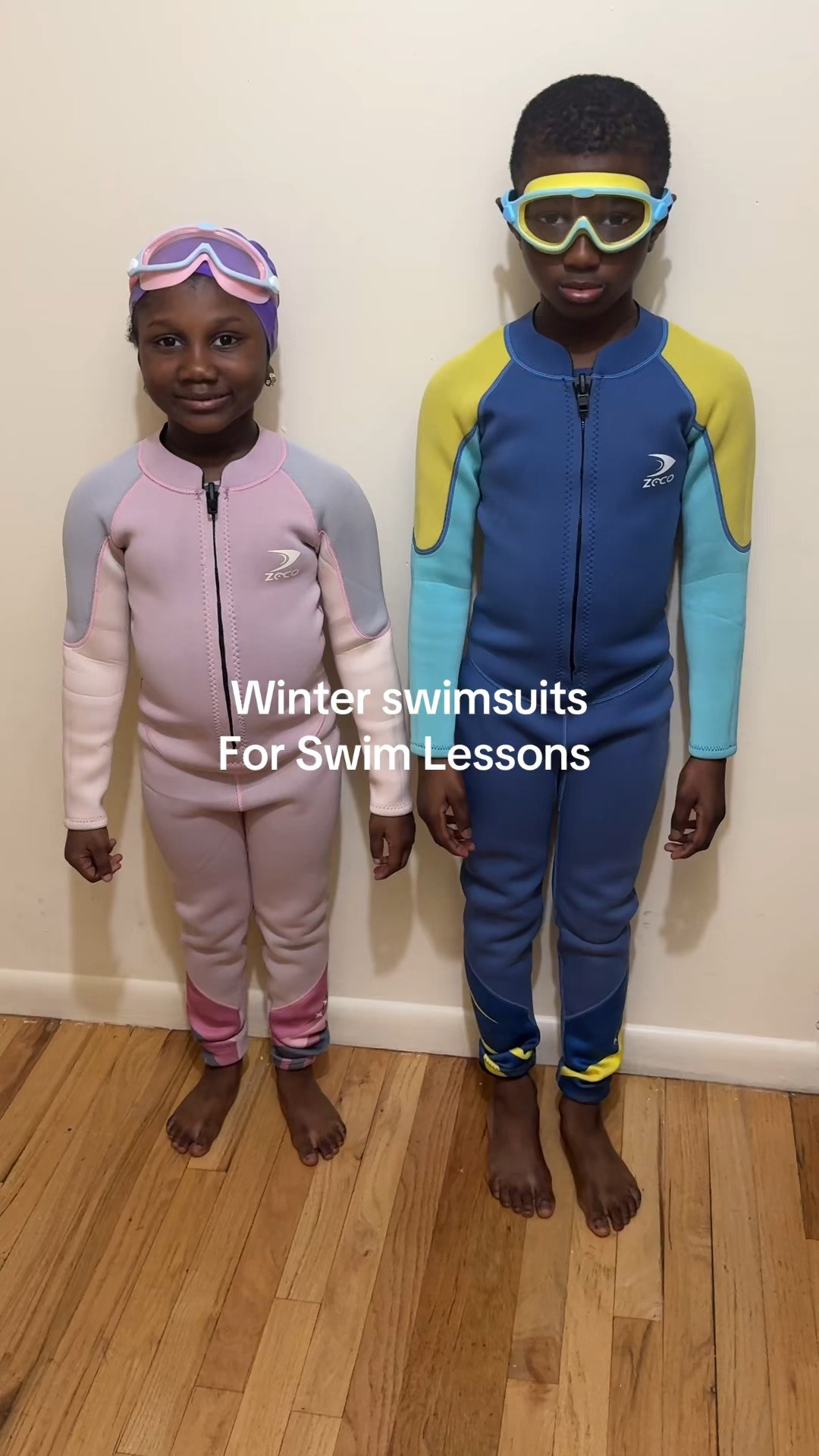 I got the kids new swimsuits for the season... and goggles! 🏊🏾‍♀️☀️, per their request 
These scuba-material swimsuits are strictly for swimming lessons. They help keep the kids warm and comfortable in the water and of course the bright colors help keep them visible. 
 
If you want the link to these swimsuits and whatelse goes in our swimming lesson bag. Type CLASS and I’ll send you the link !

Or you can subscribe to my YouTube channel to see what goes in our swim bag and why !

#swimlessons #swimmomlife #blackkidsswimtoo #watersafety #swimlessons
