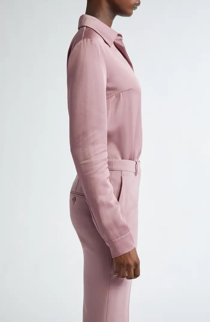 Michael Kors Collection Hansen Charmeuse Button-Up Shirt | Nordstrom | Nordstrom