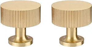 RZDEAL 2pcs Solid Brass Cabinet Knobs Pulls Cabinet Drawer Dresser Gold Knobs Modern Handles Knob... | Amazon (US)
