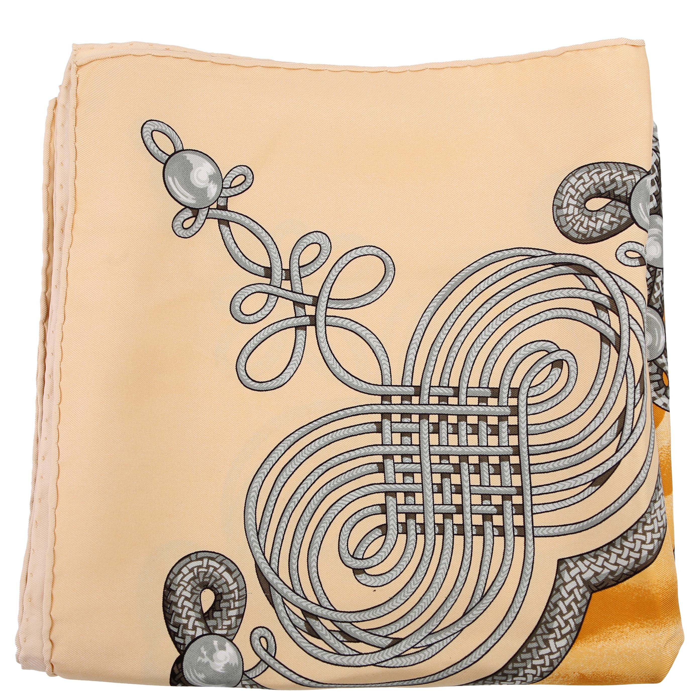 Brandebourgs 90CM Silk Scarf Yellow | Keeks Designer Handbags