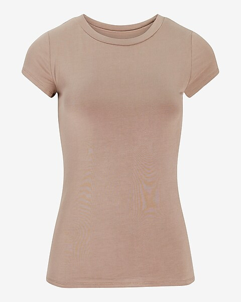 Fitted Double Layer Crew Neck Tee | Express