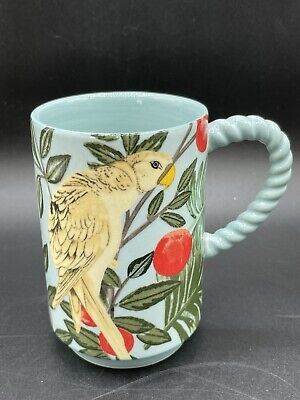 Anthropologie Pluma Stoneware Mug Cup Iris Blue Bird Floral 11.8 Oz 4.5”x3” New  | eBay | eBay US