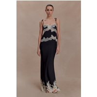 Nina Satin And Lace Maxi Skirt / Black/Ivory | MESHKI | XS | MESHKI US