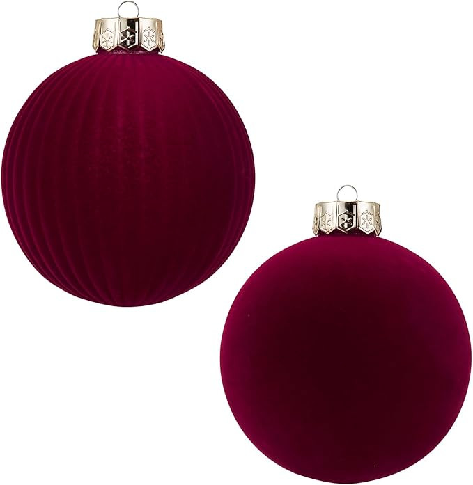 Velvet Christmas Balls Large Hanging Shatterproof Flocked Christmas Tree Ornaments for Xmas Tree ... | Amazon (US)