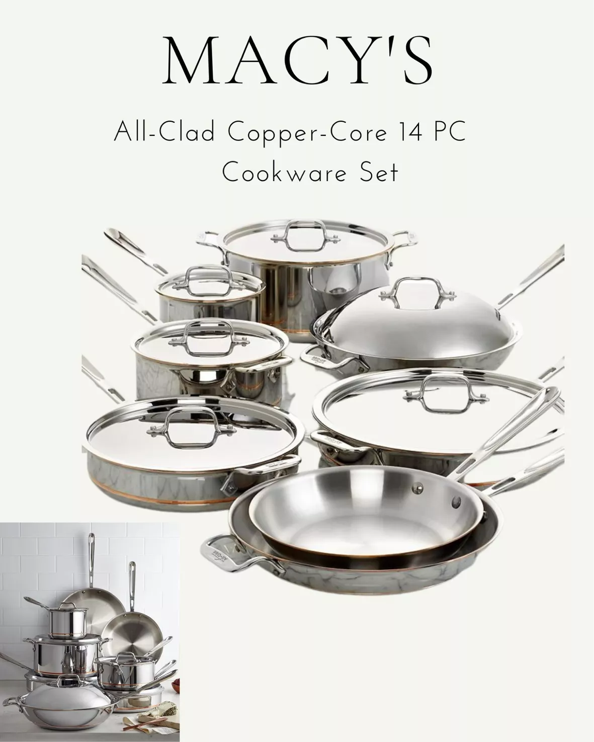 All-Clad Copper Core 14-Piece Stainless Steel Cookware Set