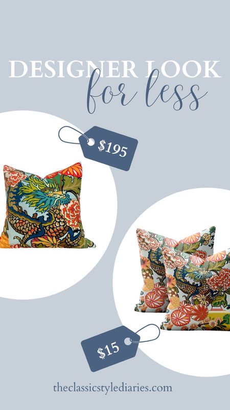 Schumacher Chang Mai dragon in the blue and orange colorway - found an Amazon look alike!! These pillows are so cute for a traditional living room or family room 

#LTKfindsunder50 #LTKfindsunder100 #LTKhome