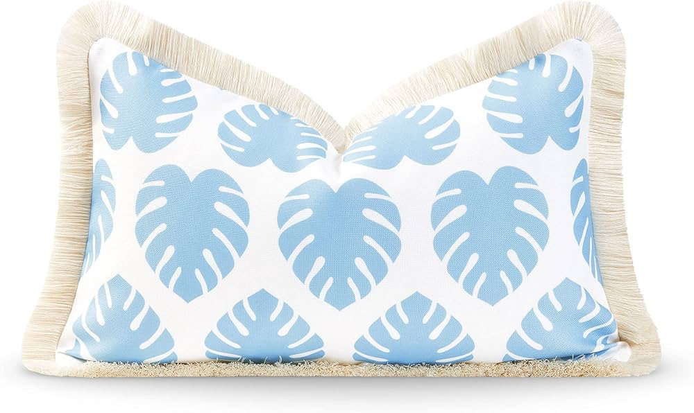 Hofdeco Premium Coastal Hampton Style Patio Indoor Outdoor Lumbar Pillow Cover Only, 12"x20" Wate... | Amazon (US)