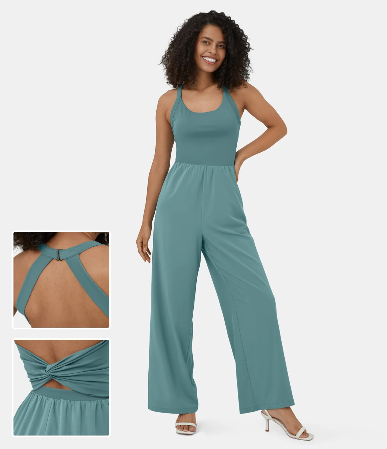 Halara Breezeful™ Backless Cut Out Twisted Sleeveless Side Pocket Flowy Quick Dry Yoga Jumpsuit Work | HALARA