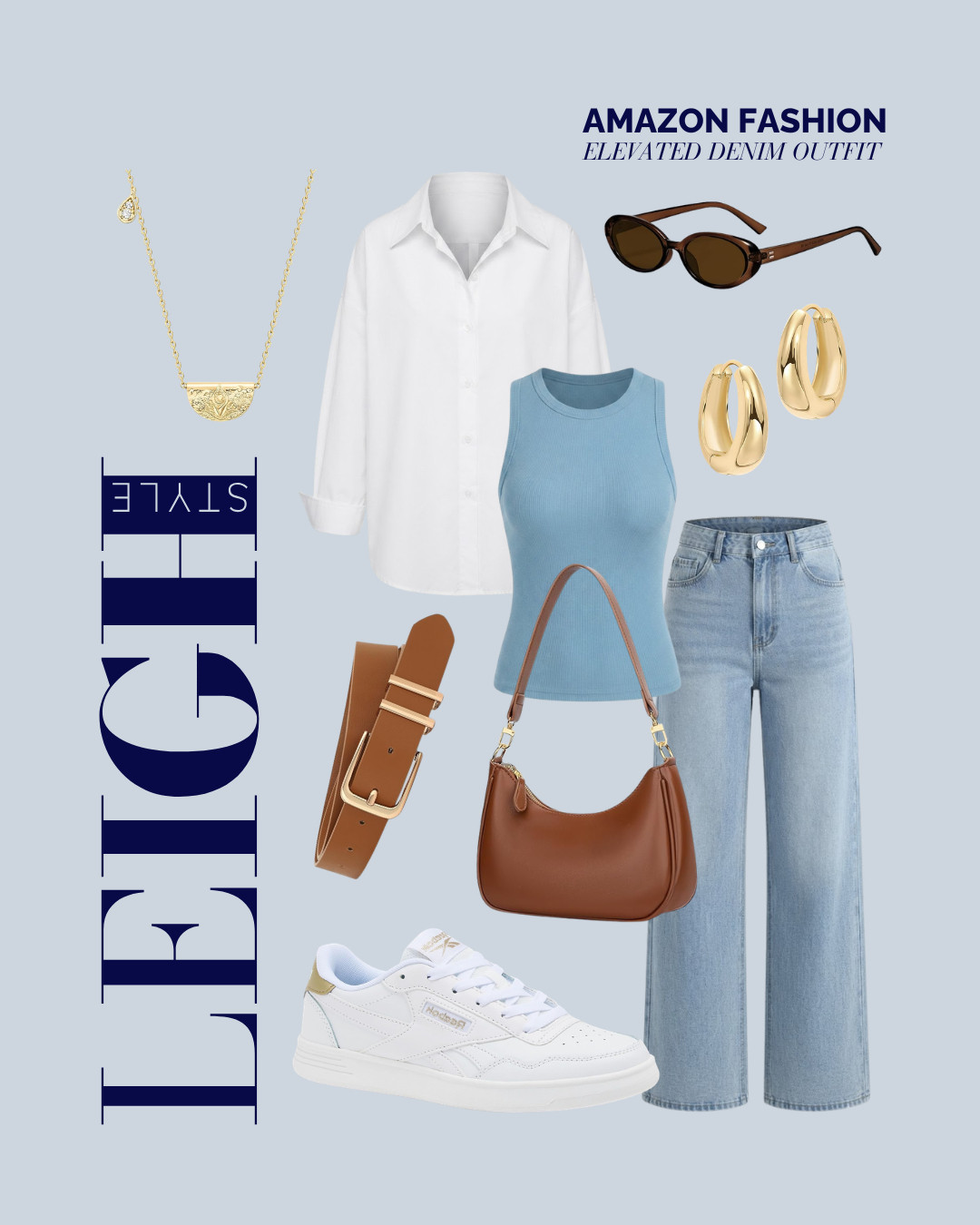 Elevate your everyday denim look with classic gold jewelry, crisp layers, and chic leather accessories. 

#AmazonFashion #ElevatedDenim #EverydayOutfits #StreetStyle #CasualChic #LeighStyle #OutfitInspo 

 #LTKootd #LTKBeauty #LTKTravel