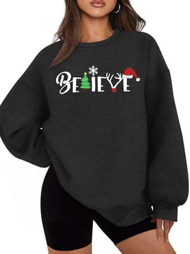 LHBNK Believe Christmas Shirt Womens Believe Plaid Print Tree T-Shirt Xmas Long Sleeve Sweatshirt... | Amazon (US)