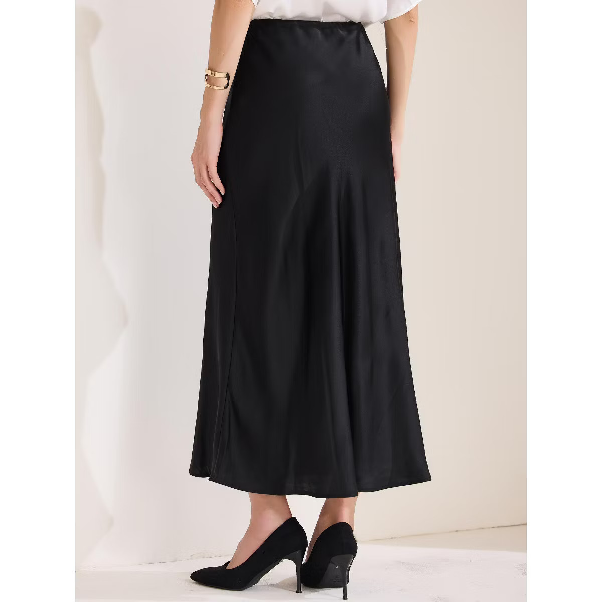 INSPIRE CHIC Women's Satin High Waist Drawstring Cocktail Wedding Maxi Skirt | Target