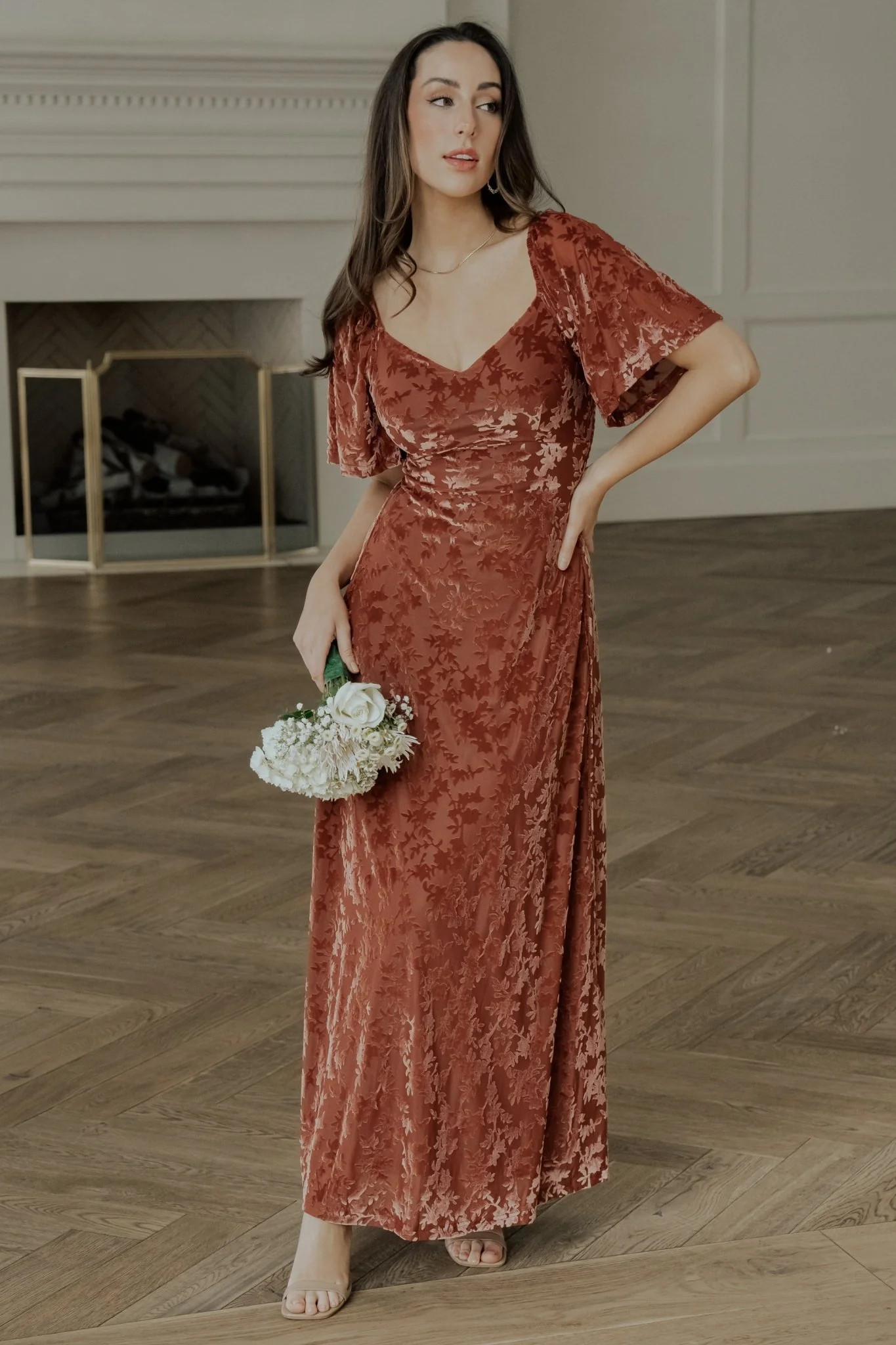 Everley Velvet Maxi Dress | Cinnamon | Baltic Born