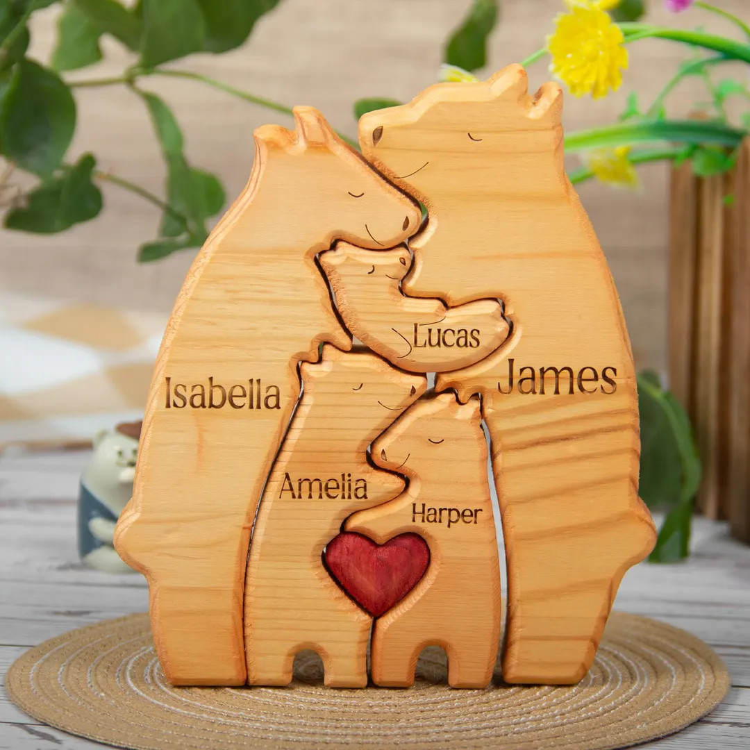 Engraved Wooden Bear Family Puzzle: Personalized Home Decor Gift - Etsy | Etsy (US)