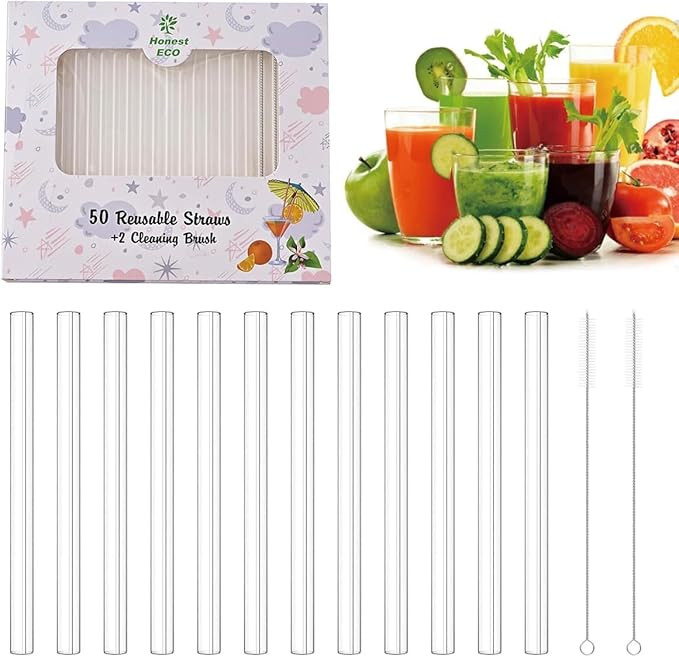 Sturdy Plastic Straws Short Stir Sticks Reusable Drinking Straws with 2 Straw Cleaners for Kids c... | Amazon (US)