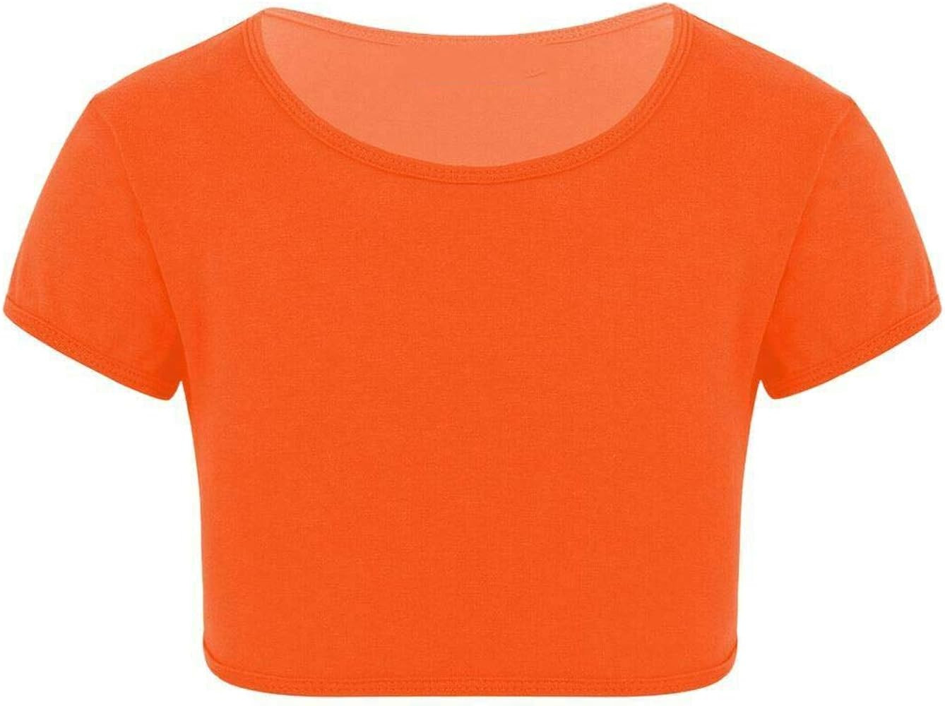 Loxdonz Girls Basic Dance Crop Top Kids Plain Short Sleeve Crop T-Shirt Tees Top | Amazon (US)