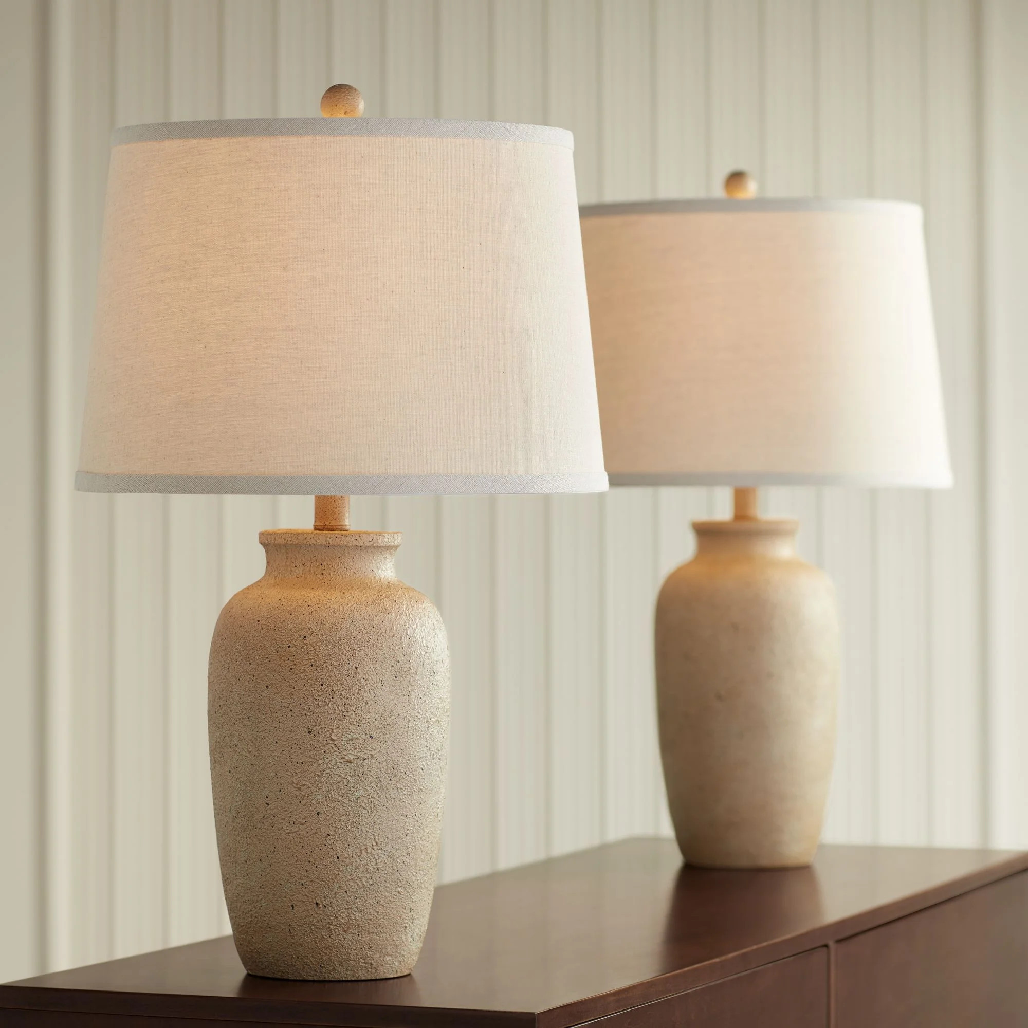 Regency Hill 25.5” Rustic Coastal Table Lamp with Beige Oatmeal Shade (2 Count) | Walmart (US)