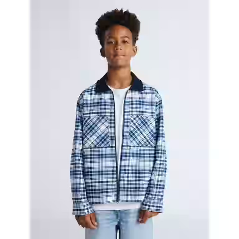 Weekend Academy Boys Flannel Full Zip Shacket, Sizes 4-18 | Walmart (US)