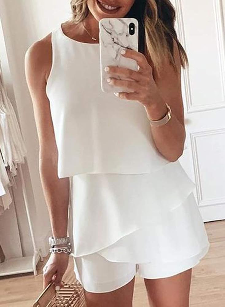 Acelitt Women V Neck Bat Sleeve Belted Wrap Short Jumpsuit,S-XL | Amazon (US)